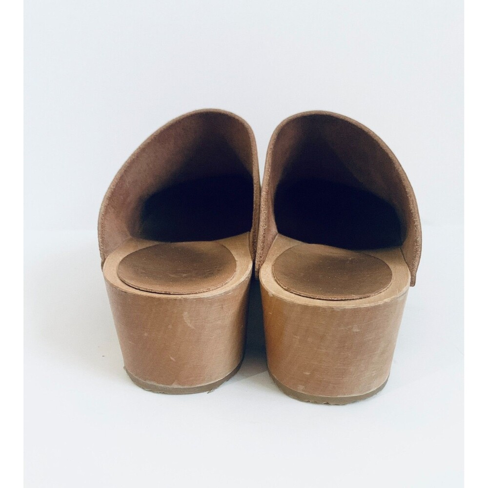 BRYR 5 Camel Clog Wood Heel Worker Clog Natural Leather $298 - Picture 4 of 5